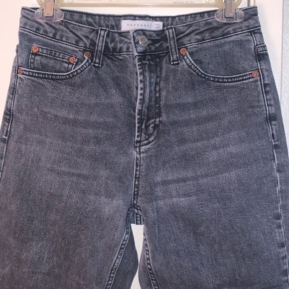 Top Shop High Waist Straight Leg Cut-Off Denim - Picture 4 of 15